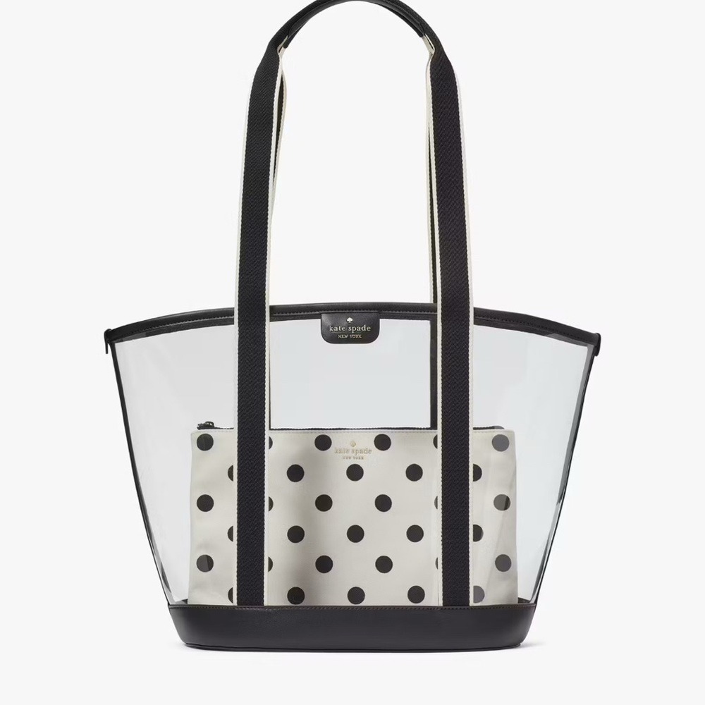 Kate Spade Clear Tote with Black and White Polka Dot Pouch